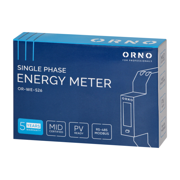 1-phase electricity meter, bidirectional, multi-tariff, 100A, RS-485 port, MID, 1 module, DIN TH-35mm